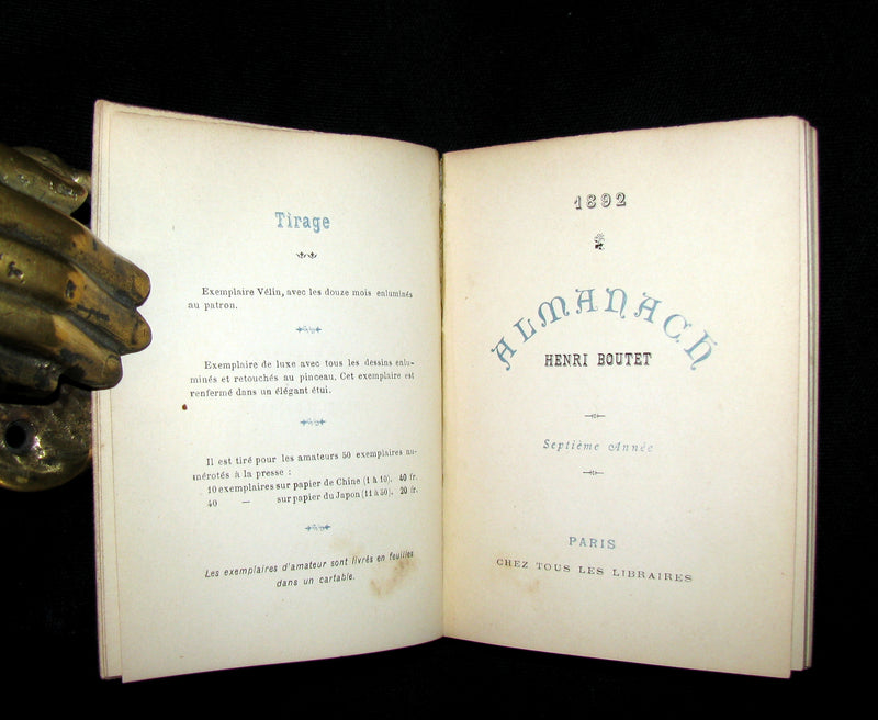 1891 Scarce French Book ~ POCKET ALMANACK - ALMANACH Henri Boutet for the year 1892 (in slipcase).