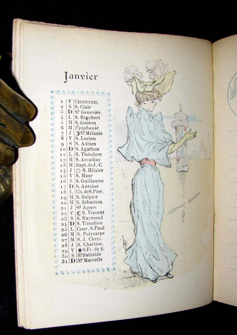 1891 Scarce French Book ~ POCKET ALMANACK - ALMANACH Henri Boutet for the year 1892 (in slipcase).