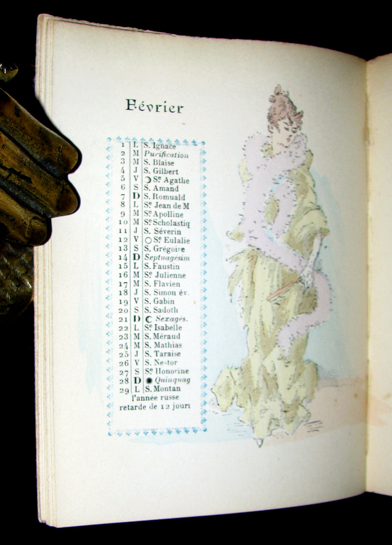 1891 Scarce French Book ~ POCKET ALMANACK - ALMANACH Henri Boutet for the year 1892 (in slipcase).