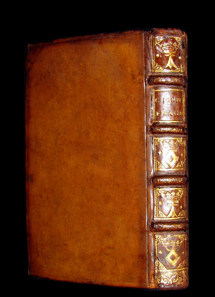 1642 Scarce Latin Book (Arms binding) - Selected Writings by CICERO - M. TULLII CICERONIS SCRIPTORUM FRAGMENTA.