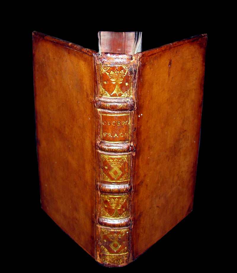 1642 Scarce Latin Book (Arms binding) - Selected Writings by CICERO - M. TULLII CICERONIS SCRIPTORUM FRAGMENTA.