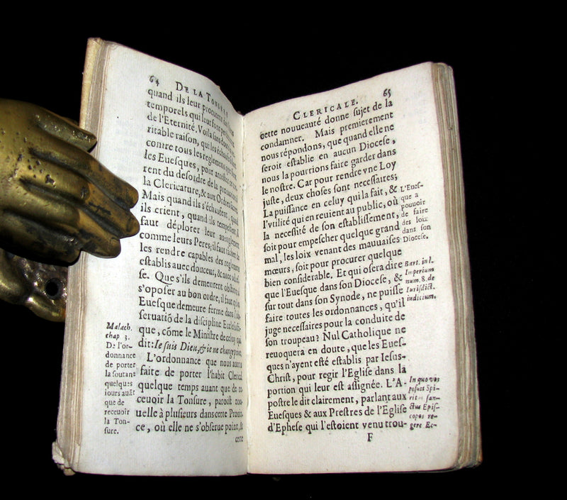1651 Scarce French Vellum Book - Discourse on the Clerical TONSURE. Antoine Godeau. 1stED.