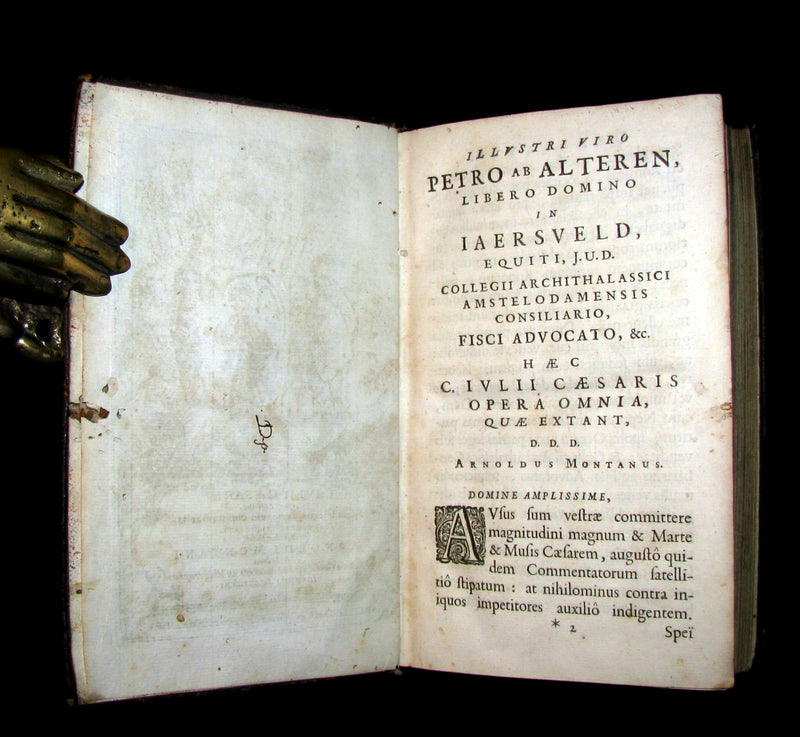 1670 Rare Latin Book - Works of Julius Caesar, The Gallic War, Civil War. Illustrated & MAP.