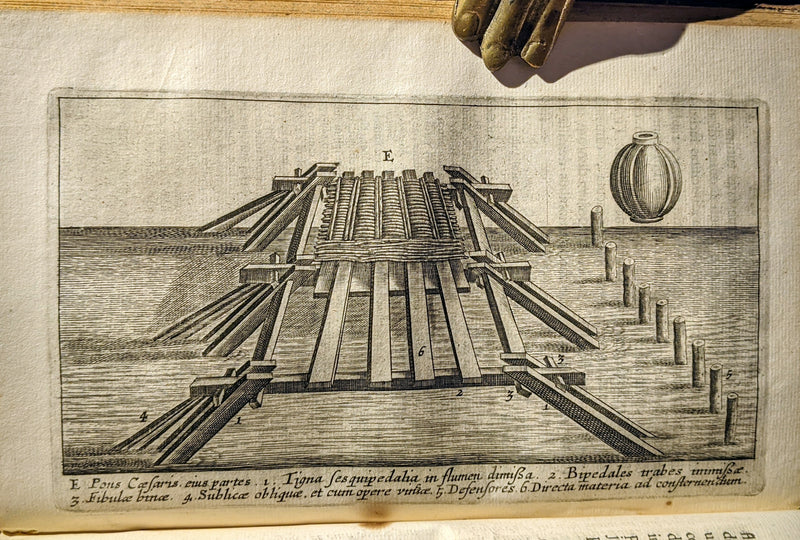 1670 Rare Latin Book - Works of Julius Caesar, The Gallic War, Civil War. Illustrated & MAP.