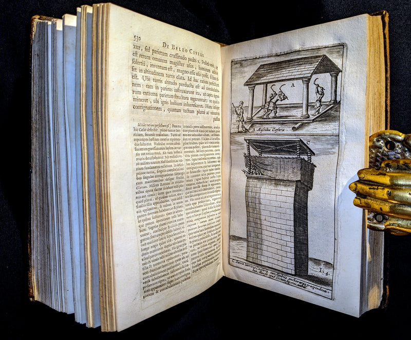 1670 Rare Latin Book - Works of Julius Caesar, The Gallic War, Civil War. Illustrated & MAP.