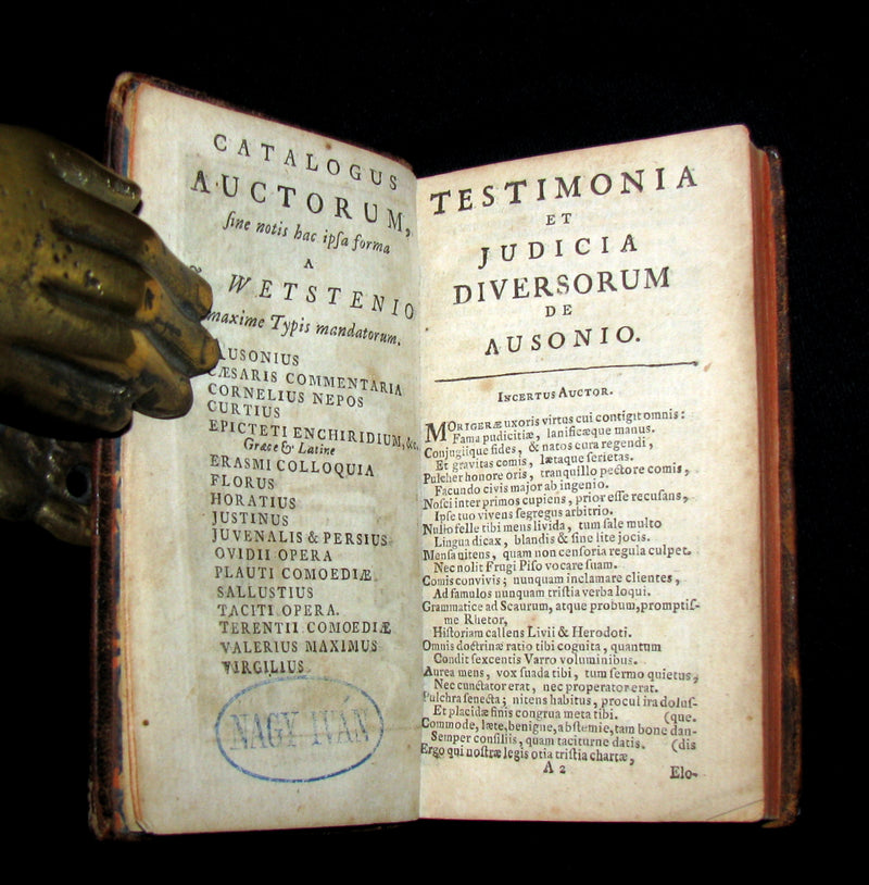 1750 Rare Latin Book - Roman poet AUSONIUS Work. Opera, ex Doctor Virorum Emendatione.