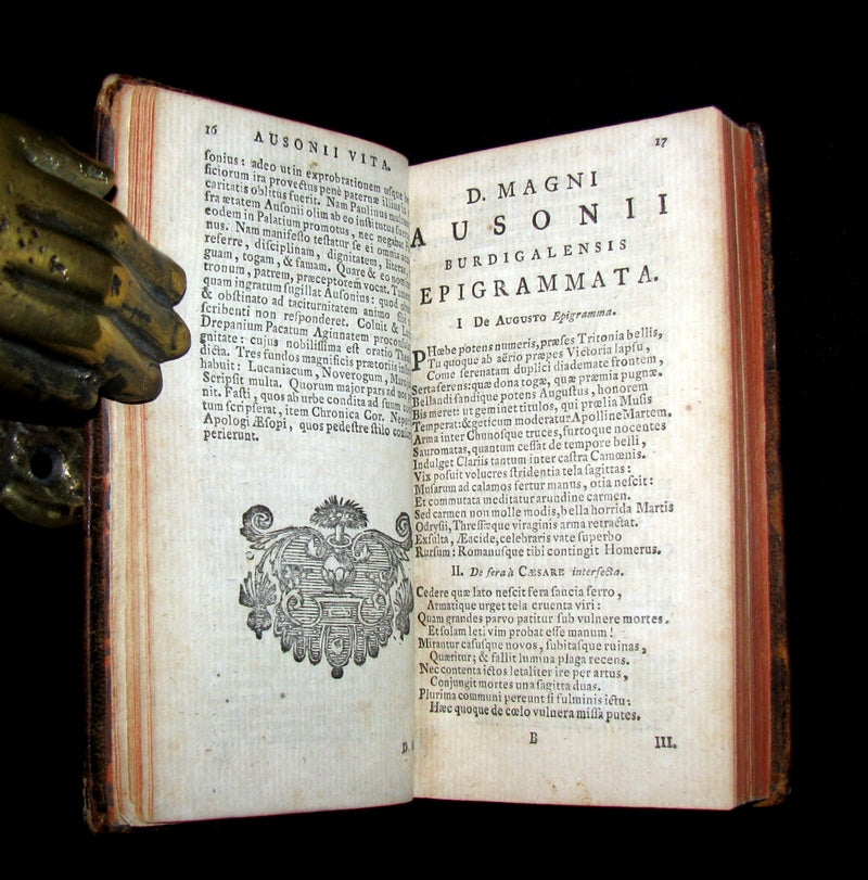1750 Rare Latin Book - Roman poet AUSONIUS Work. Opera, ex Doctor Virorum Emendatione.