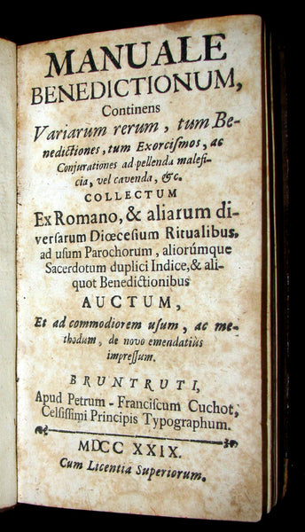 1729 Scarce Latin Book - EXORCISM & Benediction Manual - De EXORCISMIS contra MALEFICIA.