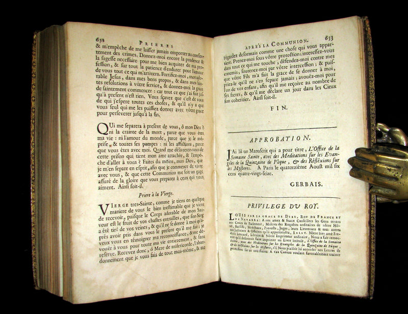 1698 Rare French Latin Book ~ The Office of Holy Week in Latin & French. L'Office de la Semaine Sainte.