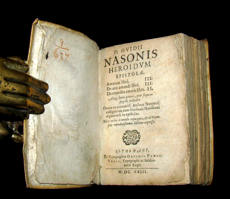 1623 Scarce Latin vellum Book ~ OVID's Heroines, Art of Love and Remedies for Love.