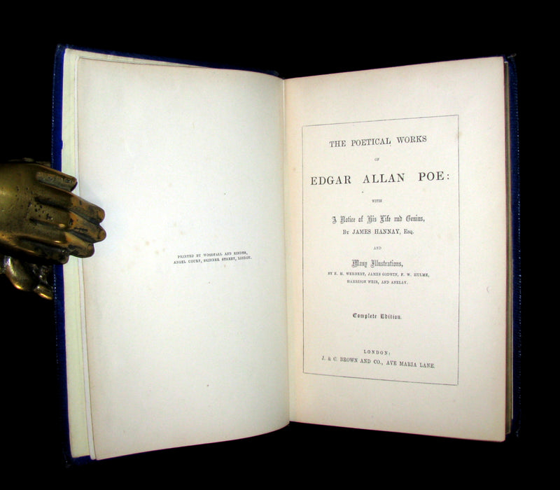 1852 Rare Book - The Poetical Works of EDGAR ALLAN POE with a notice of his Life and Genius.