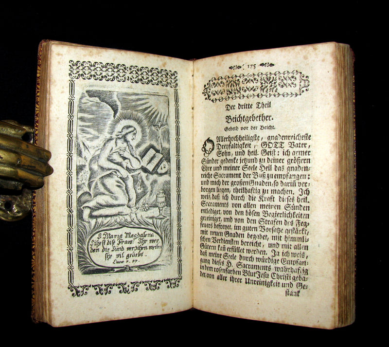 1767 Scarce Devotional German Book - Der Grosse Baumgarten by German Capuchin theologian Martin of Cochem. Illustrated.