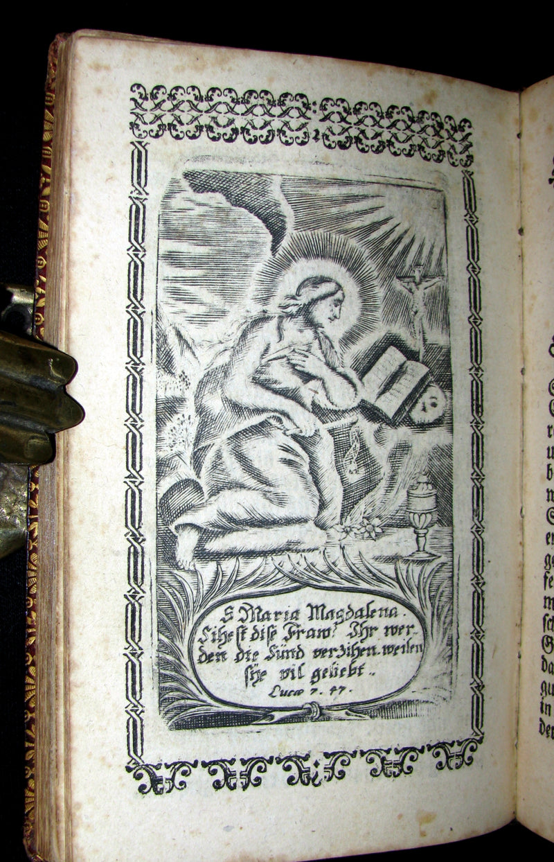 1767 Scarce Devotional German Book - Der Grosse Baumgarten by German Capuchin theologian Martin of Cochem. Illustrated.