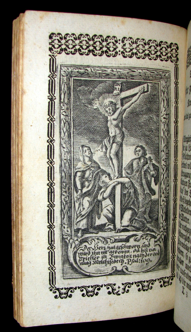1767 Scarce Devotional German Book - Der Grosse Baumgarten by German Capuchin theologian Martin of Cochem. Illustrated.
