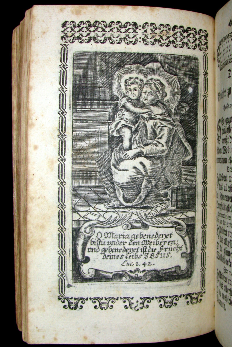 1767 Scarce Devotional German Book - Der Grosse Baumgarten by German Capuchin theologian Martin of Cochem. Illustrated.