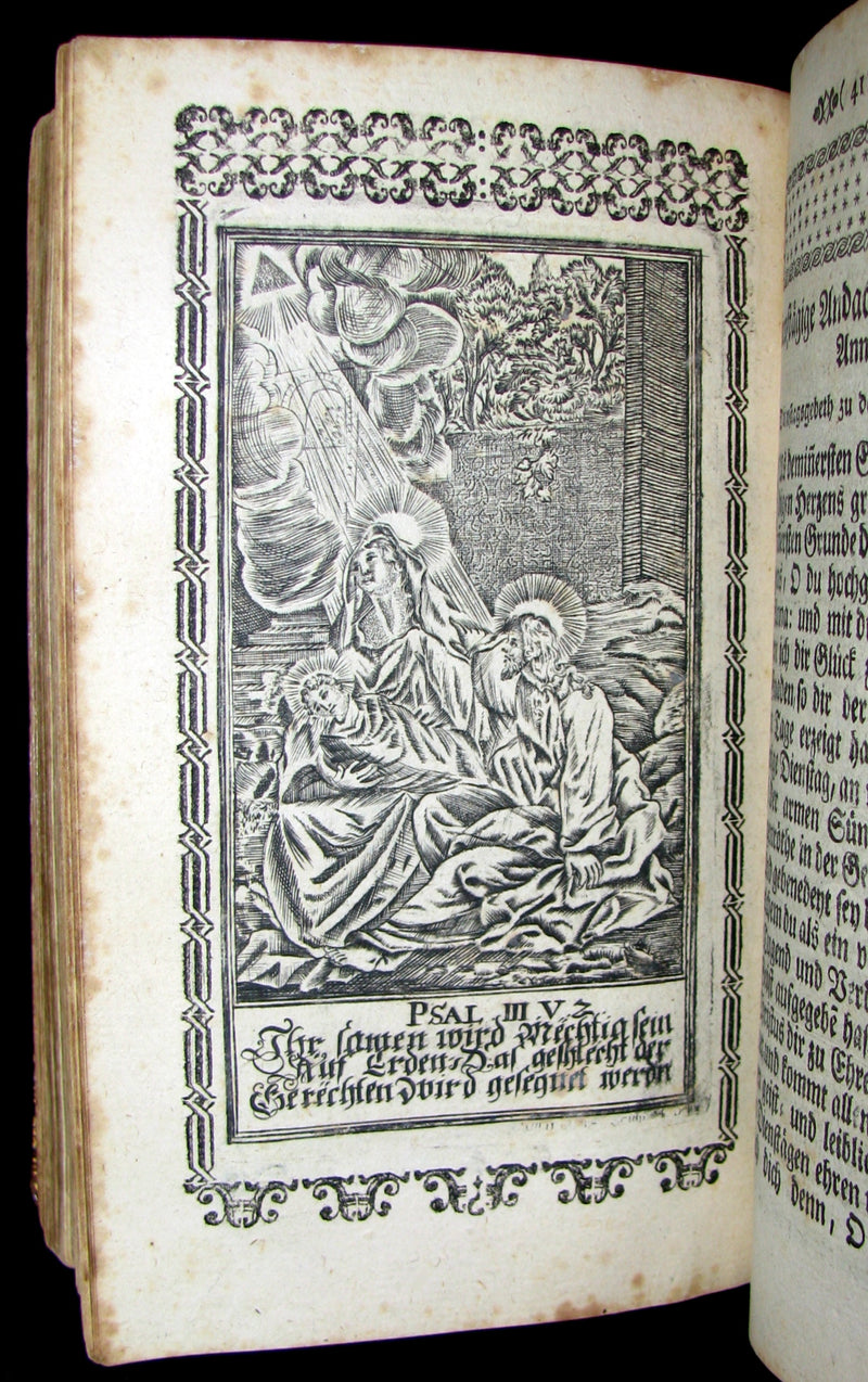 1767 Scarce Devotional German Book - Der Grosse Baumgarten by German Capuchin theologian Martin of Cochem. Illustrated.