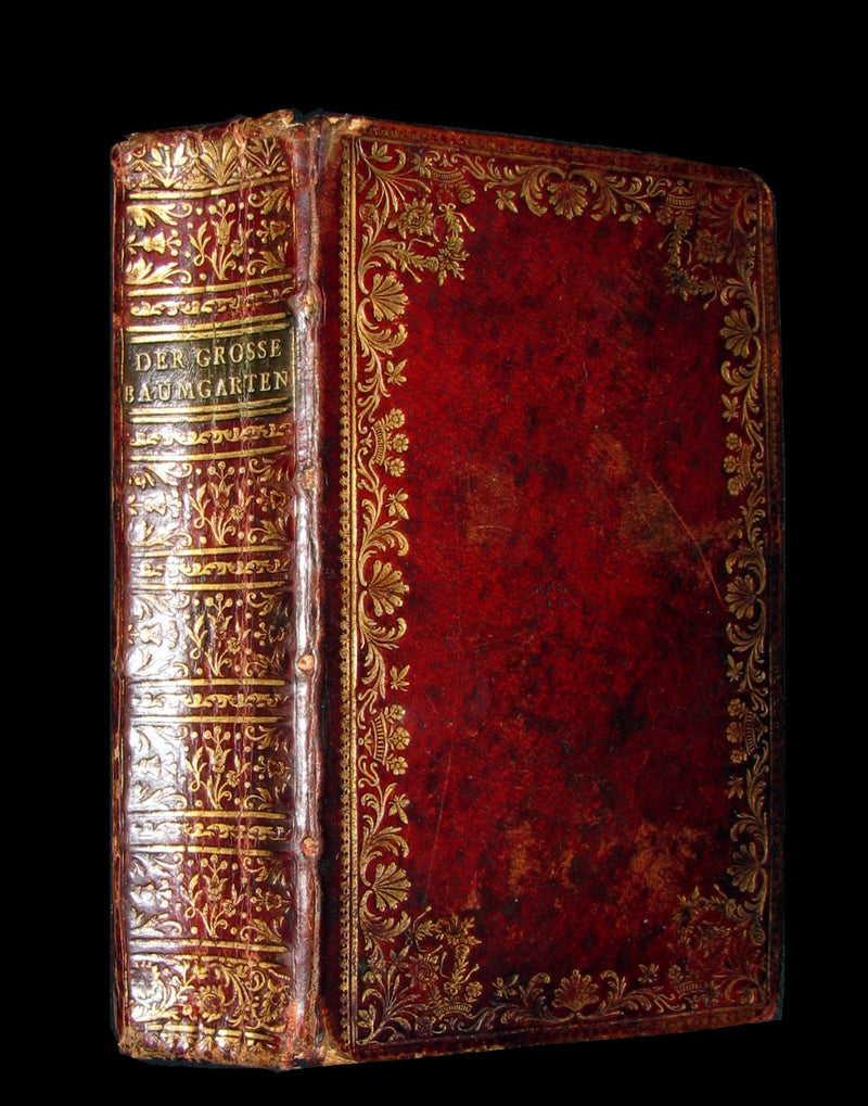 1767 Scarce Devotional German Book - Der Grosse Baumgarten by German Capuchin theologian Martin of Cochem. Illustrated.