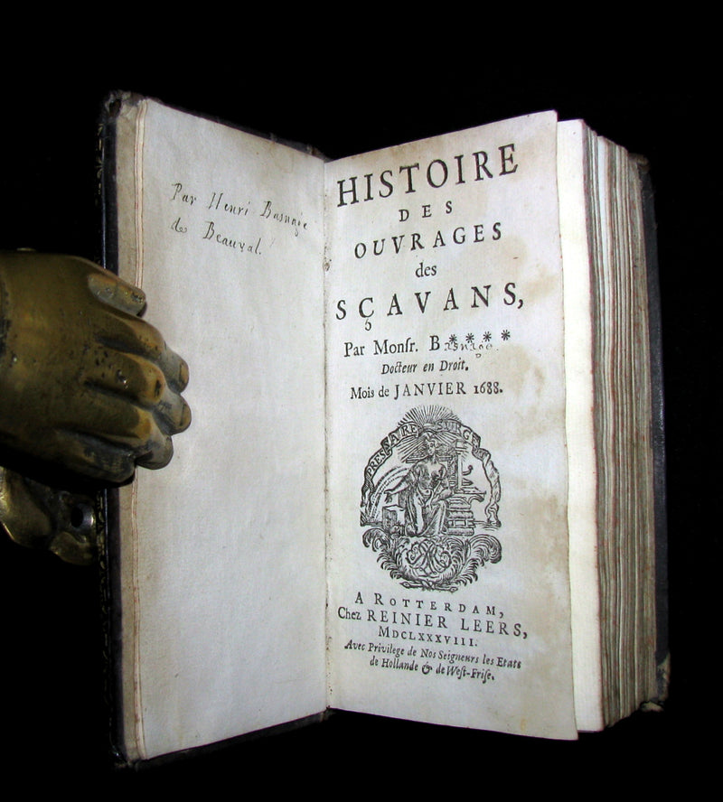 1688 Rare French Book - Scientists' Journal for year 1688 - Including graph of Terrestrial Gravity.