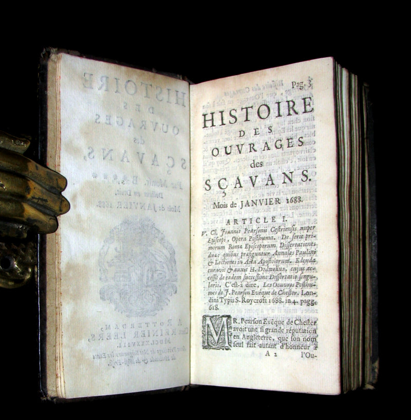 1688 Rare French Book - Scientists' Journal for year 1688 - Including graph of Terrestrial Gravity.