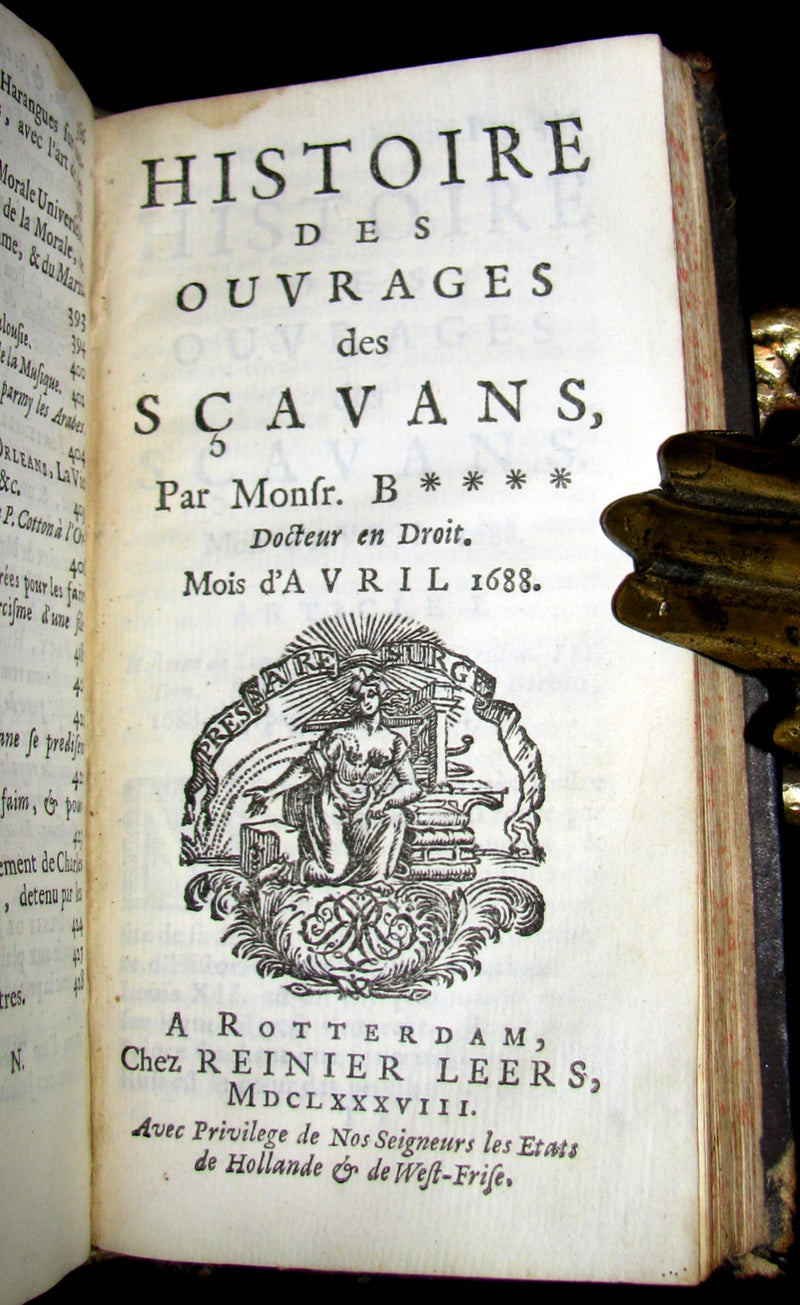 1688 Rare French Book - Scientists' Journal for year 1688 - Including graph of Terrestrial Gravity.