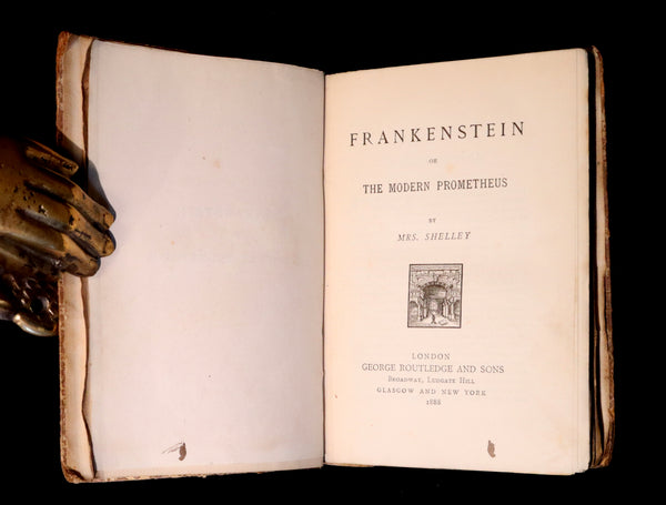 1888 Scarce Book - FRANKENSTEIN or The Modern Prometheus by Mrs. Shelley.