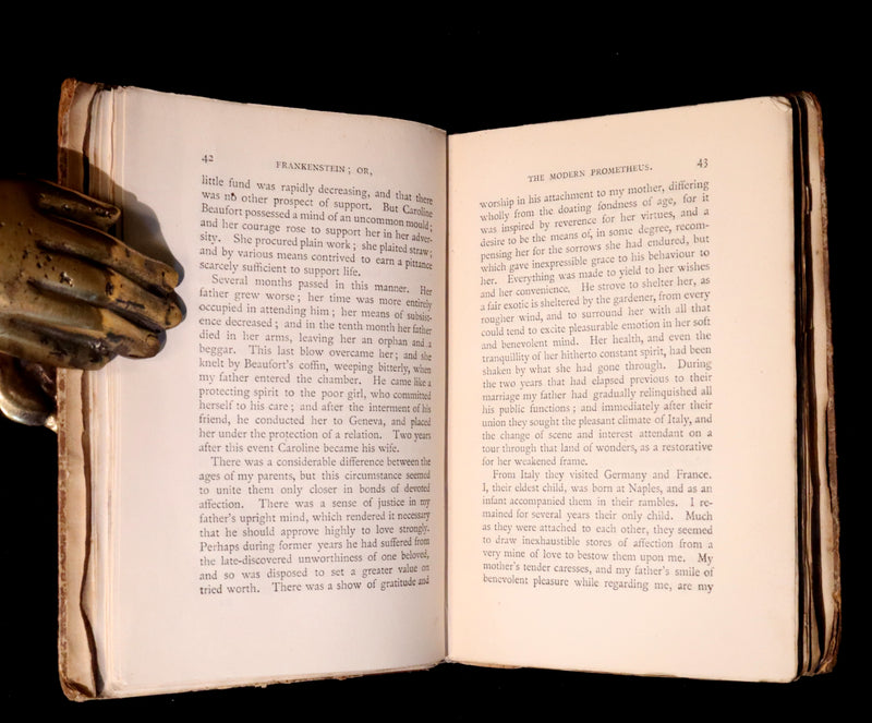 1888 Scarce Book - FRANKENSTEIN or The Modern Prometheus by Mrs. Shelley.