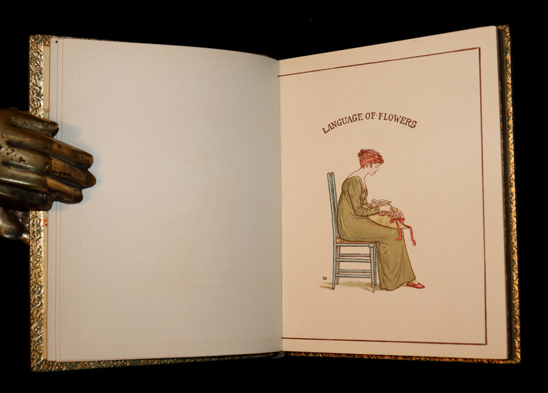 1890 Beautiful Book bound by Sangorski & Sutcliffe - Kate Greenaway - THE LANGUAGE OF FLOWERS