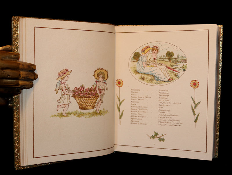 1890 Beautiful Book bound by Sangorski & Sutcliffe - Kate Greenaway - THE LANGUAGE OF FLOWERS