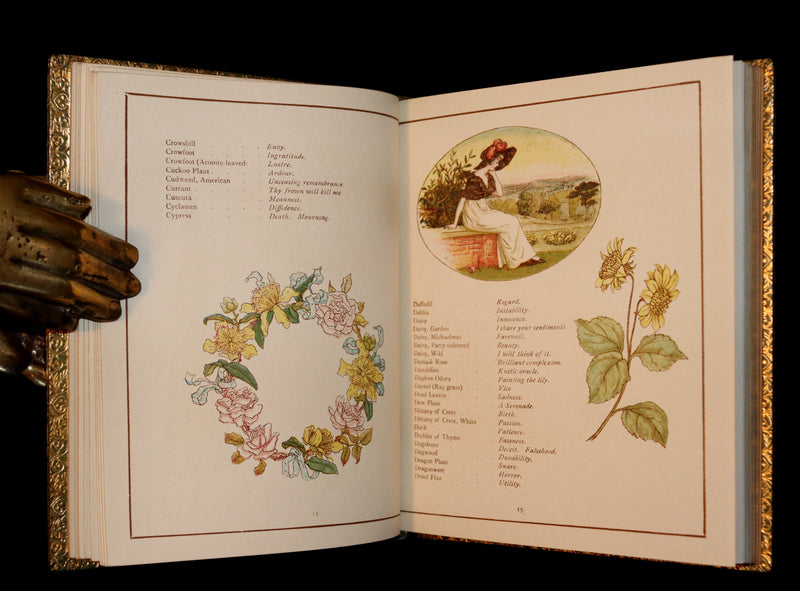 1890 Beautiful Book bound by Sangorski & Sutcliffe - Kate Greenaway - THE LANGUAGE OF FLOWERS