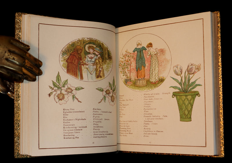 1890 Beautiful Book bound by Sangorski & Sutcliffe - Kate Greenaway - THE LANGUAGE OF FLOWERS