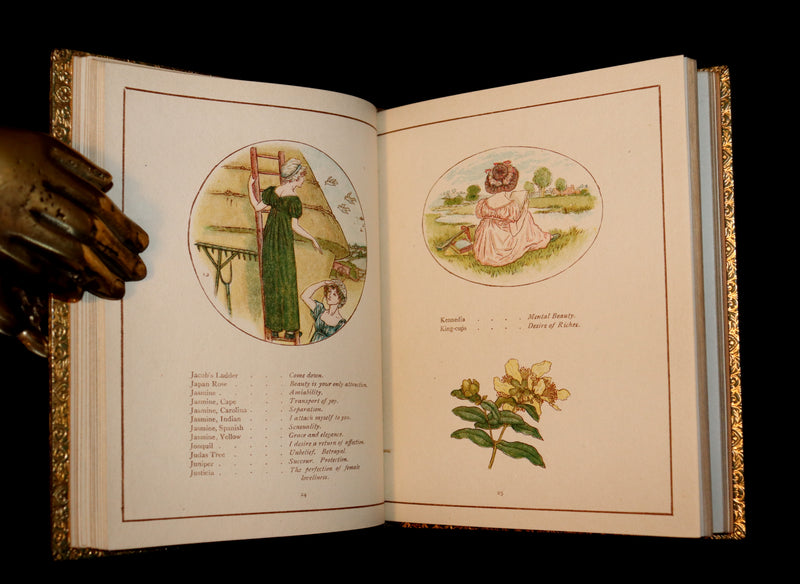 1890 Beautiful Book bound by Sangorski & Sutcliffe - Kate Greenaway - THE LANGUAGE OF FLOWERS