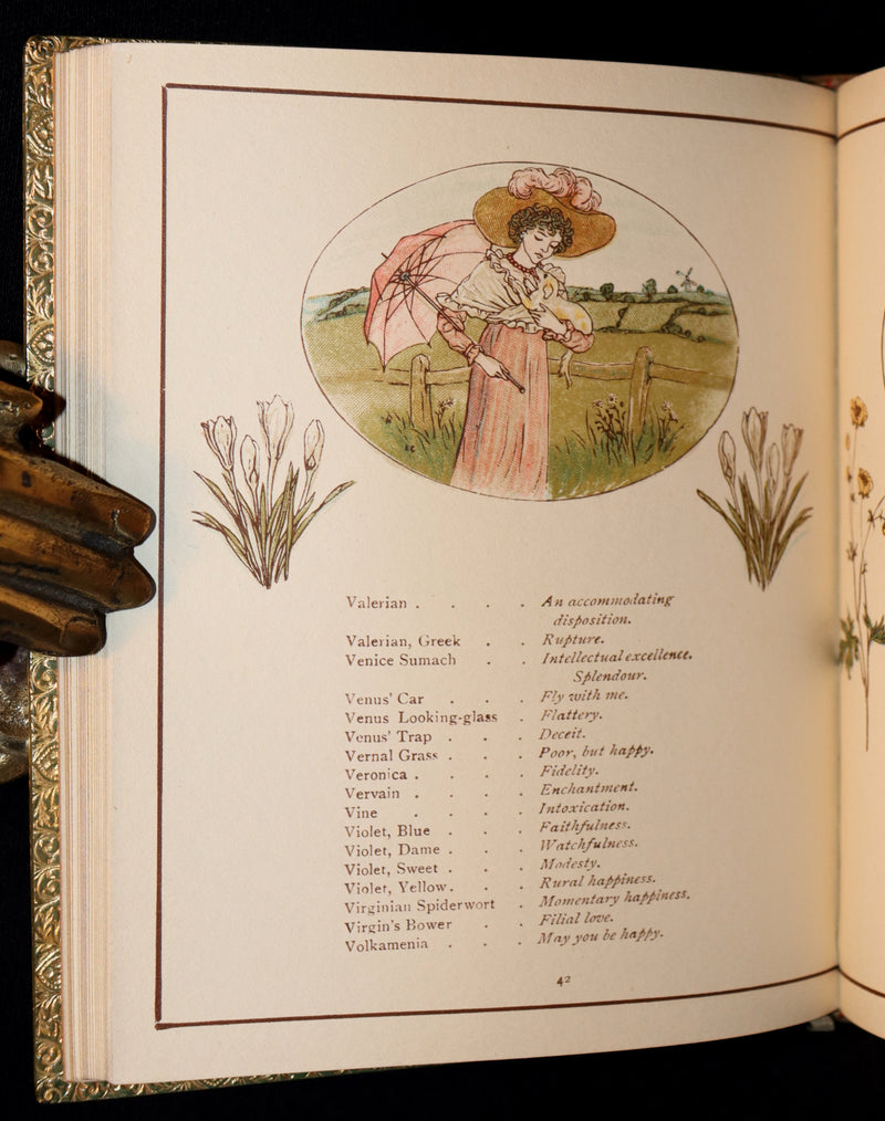 1890 Beautiful Book bound by Sangorski & Sutcliffe - Kate Greenaway - THE LANGUAGE OF FLOWERS