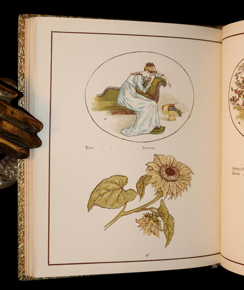 1890 Beautiful Book bound by Sangorski & Sutcliffe - Kate Greenaway - THE LANGUAGE OF FLOWERS