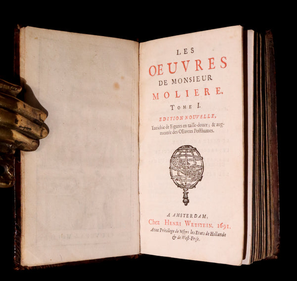 1691 Scarce French Book set - The Complete Illustrated Work of MOLIERE - Les Oeuvres de Monsieur MOLIERE.