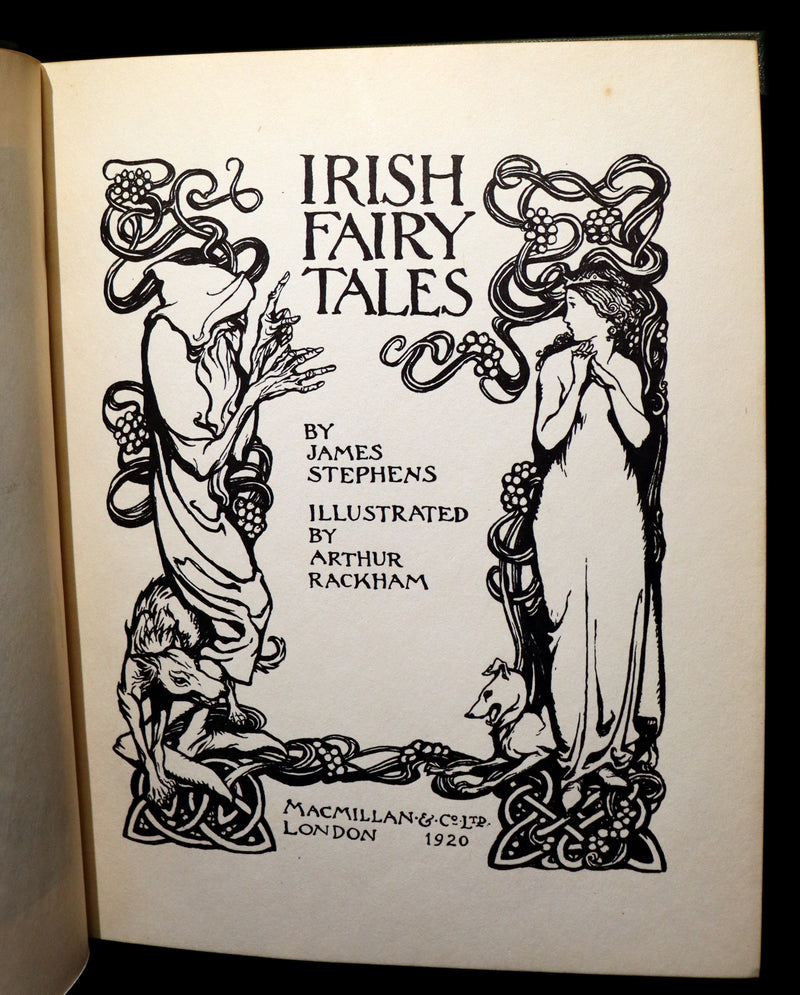 1920 1st Edition in Morocco Binding - IRISH FAIRY TALES by J. Stephens illustrated by Arthur Rackham.