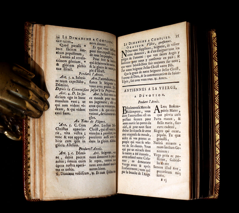 1781 Scarce French Latin Book in a beautiful BINDERY WORK - L'Office du Soir - Evening Prayer.