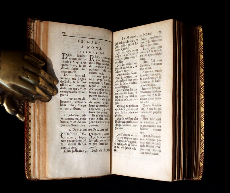 1781 Scarce French Latin Book in a beautiful BINDERY WORK - L'Office du Soir - Evening Prayer.