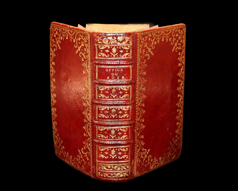 1781 Scarce French Latin Book in a beautiful BINDERY WORK - L'Office du Soir - Evening Prayer.