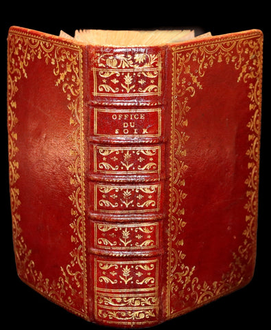 1781 Scarce French Latin Book in a beautiful BINDERY WORK - L'Office du Soir - Evening Prayer.