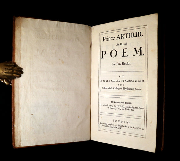 1695 Rare Book ~ KING ARTHUR - Prince ARTHUR An Heroick Poem by Sir Richard Blackmore.