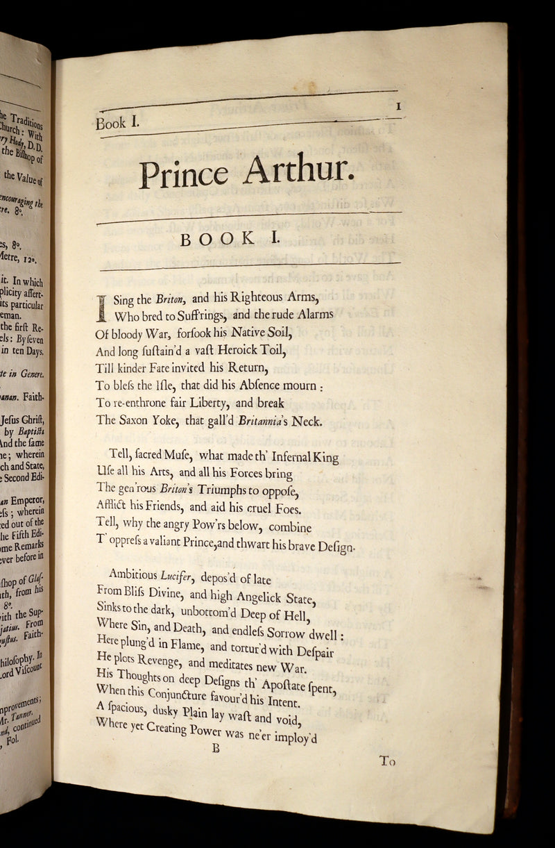 1695 Rare Book ~ KING ARTHUR - Prince ARTHUR An Heroick Poem by Sir Richard Blackmore.