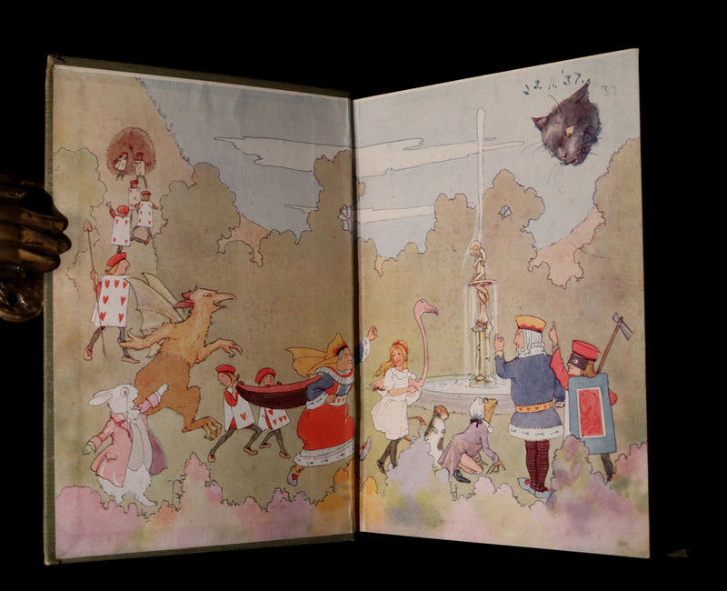 1920 Rare Book - Alice's Adventures in Wonderland with coloured illustrations By Margaret W. Tarrant.