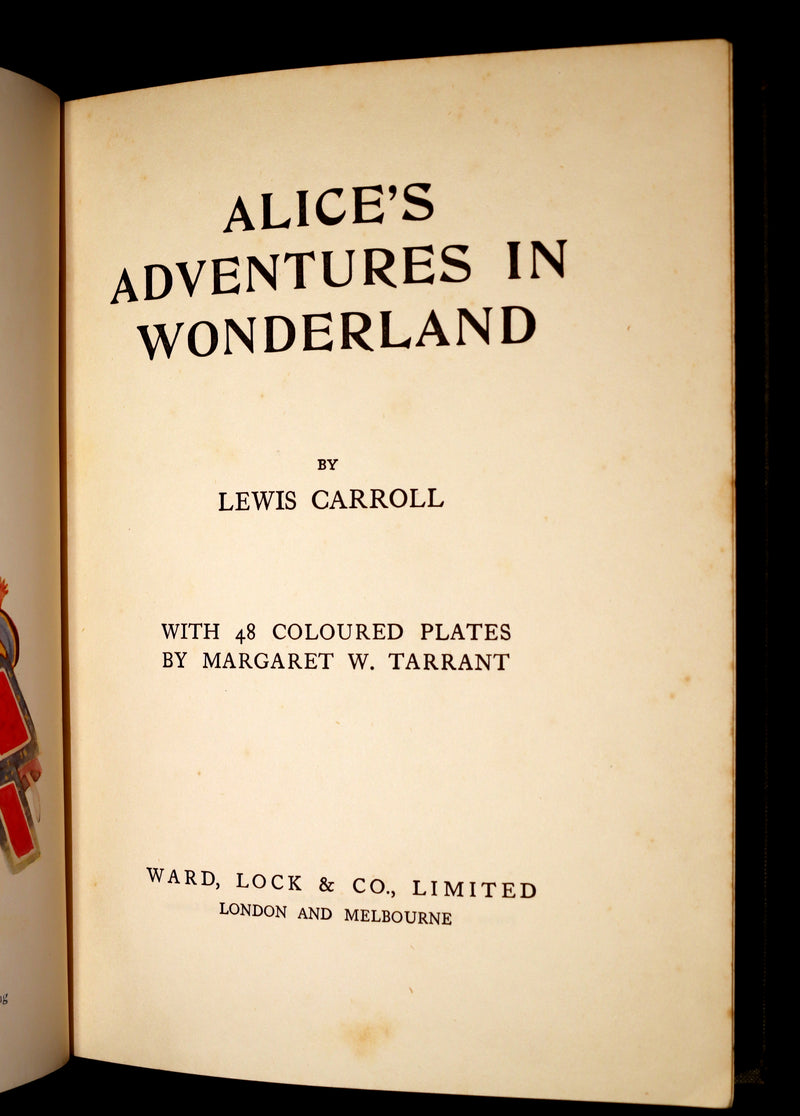 1920 Rare Book - Alice's Adventures in Wonderland with coloured illustrations By Margaret W. Tarrant.