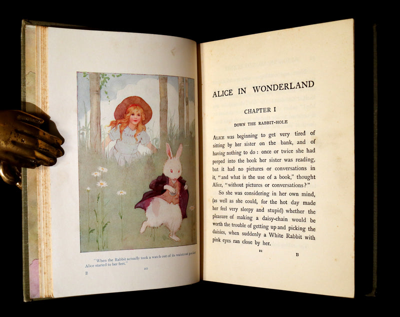 1920 Rare Book - Alice's Adventures in Wonderland with coloured illustrations By Margaret W. Tarrant.