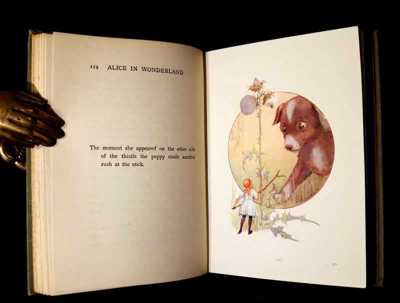 1920 Rare Book - Alice's Adventures in Wonderland with coloured illustrations By Margaret W. Tarrant.