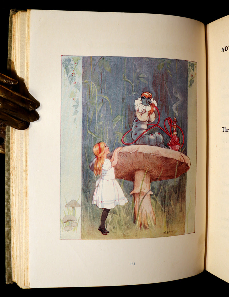1920 Rare Book - Alice's Adventures in Wonderland with coloured illustrations By Margaret W. Tarrant.