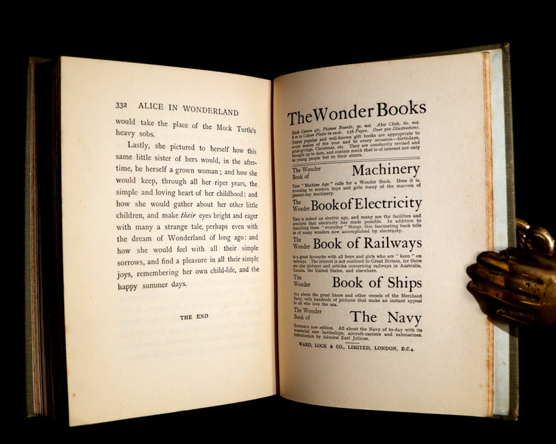 1920 Rare Book - Alice's Adventures in Wonderland with coloured illustrations By Margaret W. Tarrant.