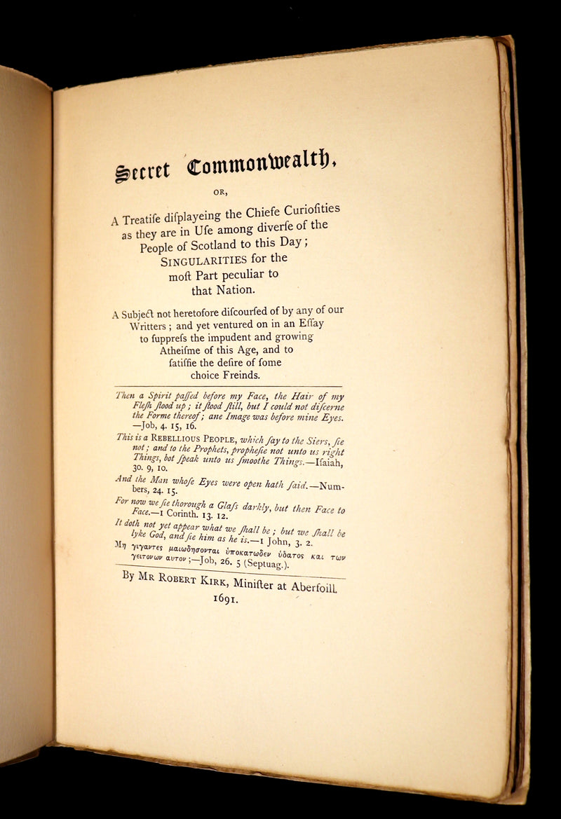 1893 Scarce Book - The Secret Commonwealth of Elves Fauns & Fairies by Robert Kirk.