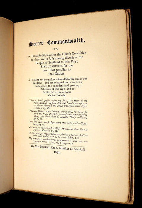 1893 Scarce Book - The Secret Commonwealth of Elves Fauns & Fairies by Robert Kirk.