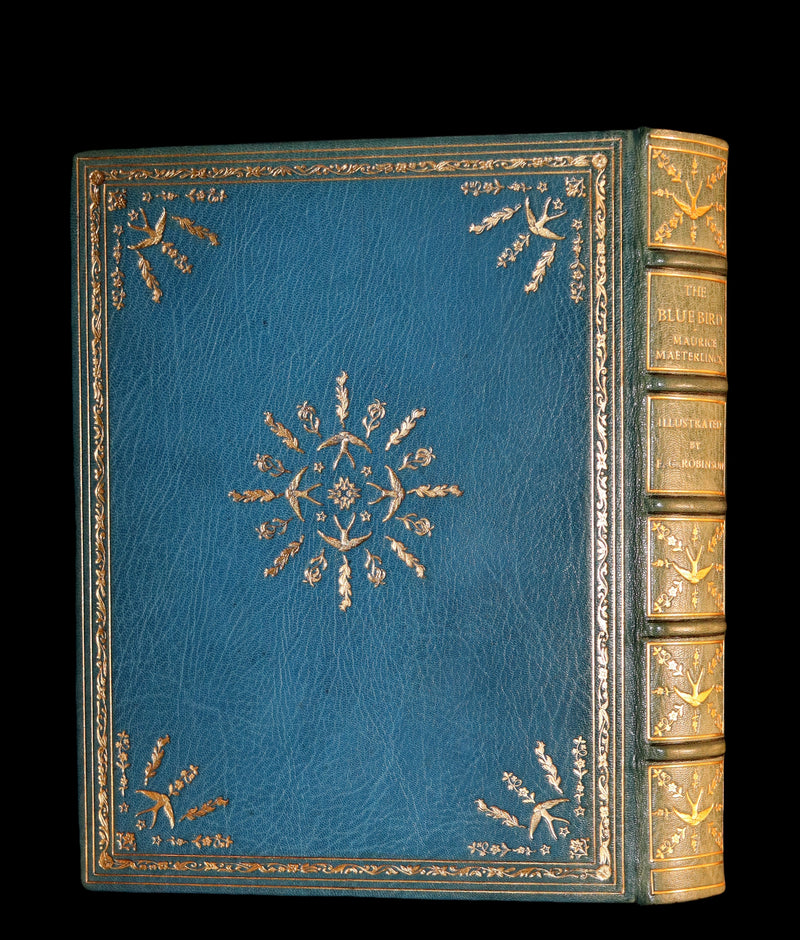 1911 First Illustrated Edition bound by ASPREY - The Blue Bird. A FAIRY Play in Six Acts illustrated by Frederic Cayley Robinson.